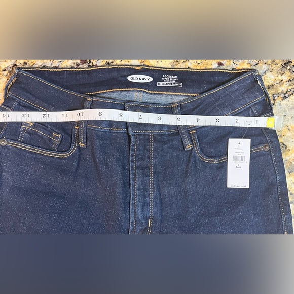 NWT Old Navy Women’s Rockstar, Super Skinny High-Rise, Size 4 Tall, Dark Denim - Picture 6 of 7